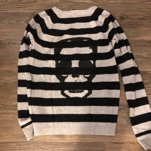 Aqua striped cashmere sweater with skull
